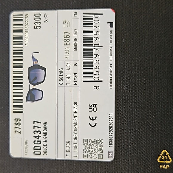 Dolce & Gabbana Black and Gold Sunglasses with Box, Case, Pouch,Care Booklet - Picture 11 of 13